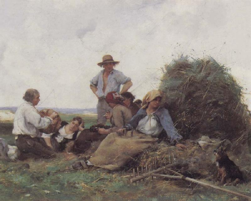 Julien  Dupre Harvesters At Rest oil painting image